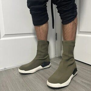 Cinzia Araia Sage Green Sock-Sneaker Boots